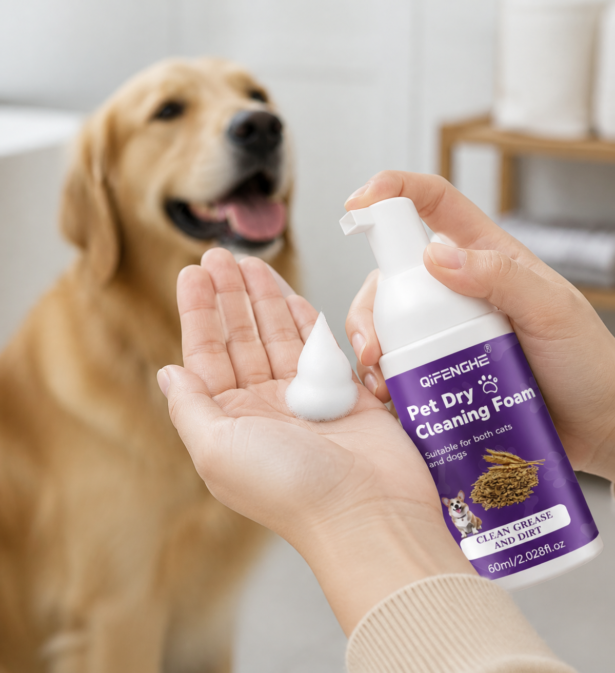 Waterless shampoo foam