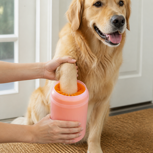 Silicone paw-cleaner cup