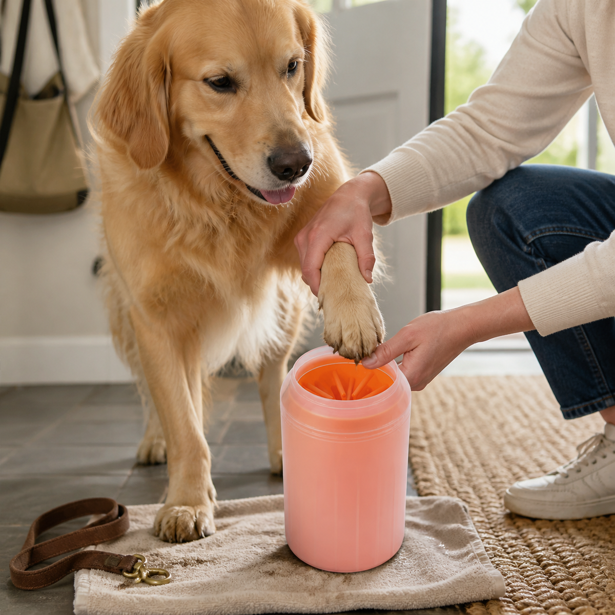Silicone paw-cleaner cup