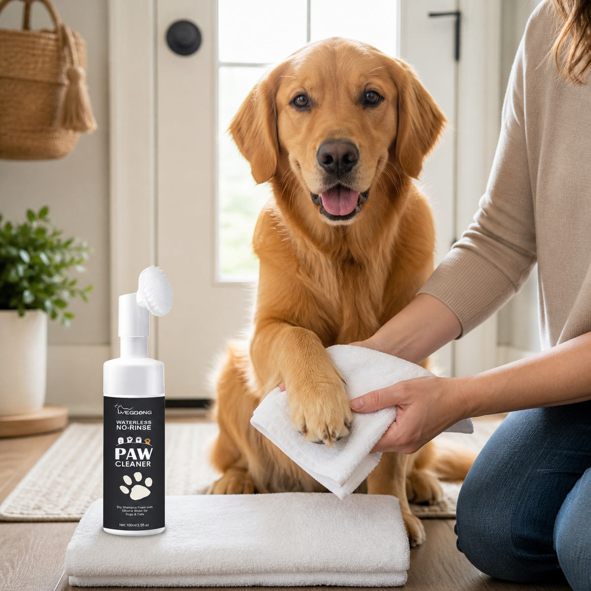 Paw cleaning foam
