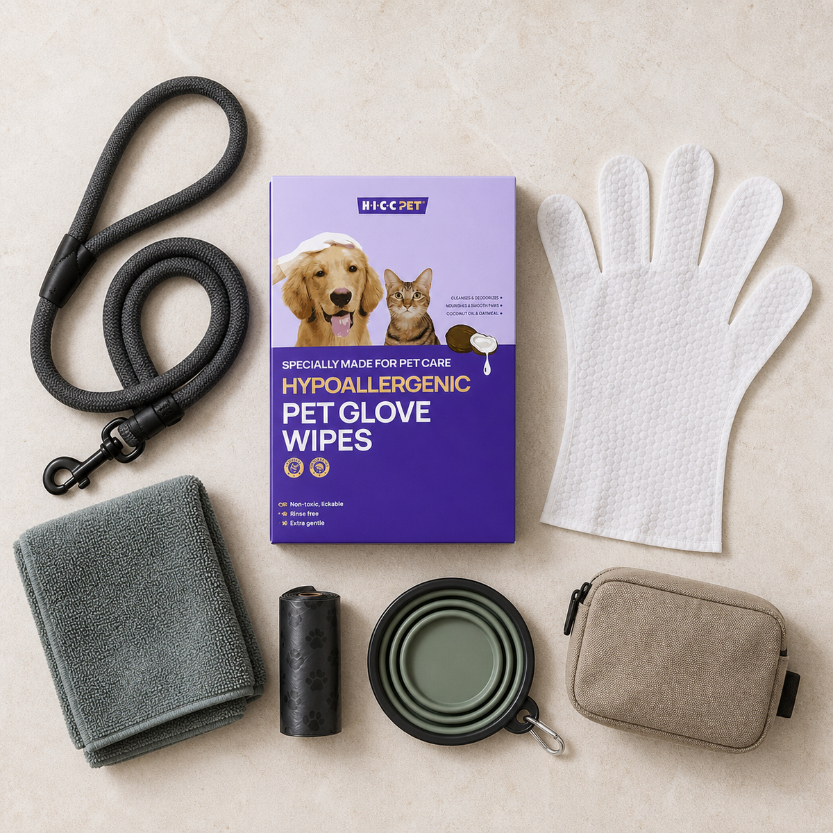 Dog cleaning glove wipes