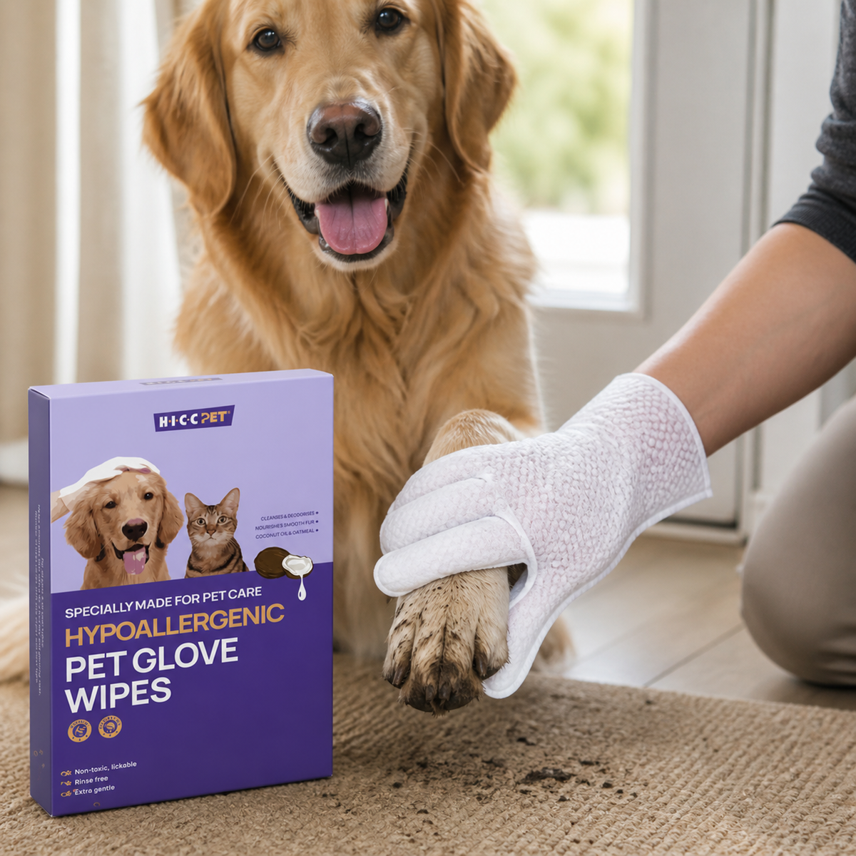 Dog cleaning glove wipes