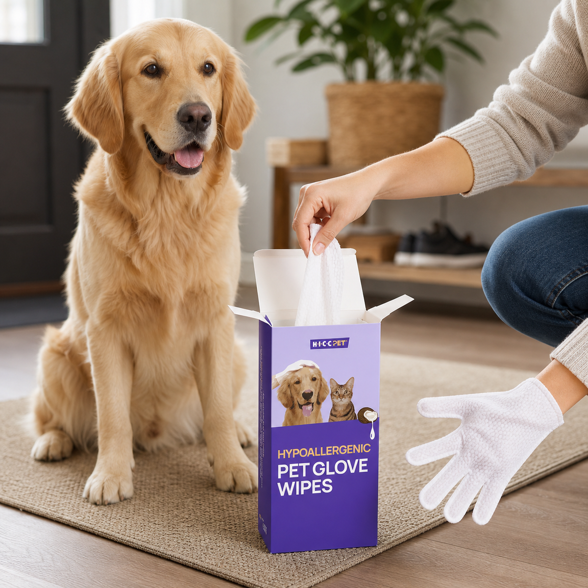 Dog cleaning glove wipes